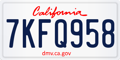 CA license plate 7KFQ958