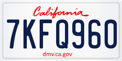 CA license plate 7KFQ960