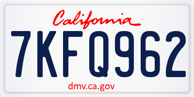 CA license plate 7KFQ962