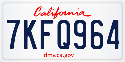 CA license plate 7KFQ964