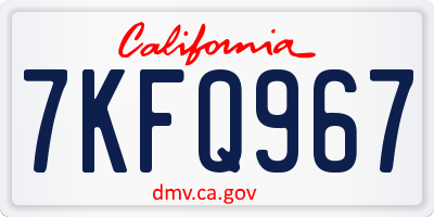 CA license plate 7KFQ967