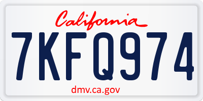 CA license plate 7KFQ974