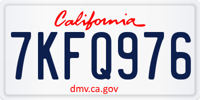 CA license plate 7KFQ976