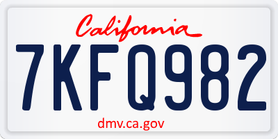 CA license plate 7KFQ982