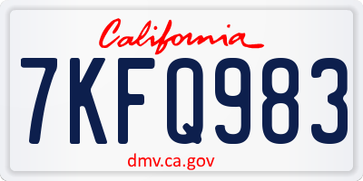 CA license plate 7KFQ983