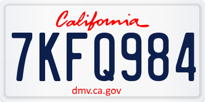 CA license plate 7KFQ984