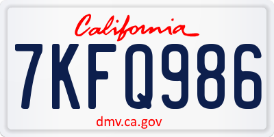 CA license plate 7KFQ986