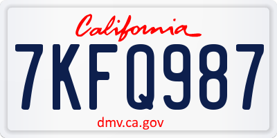 CA license plate 7KFQ987