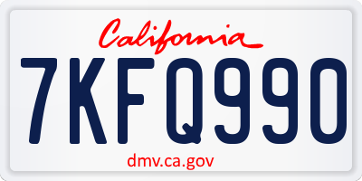 CA license plate 7KFQ990