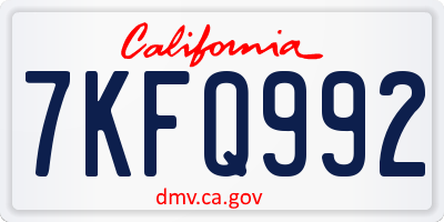 CA license plate 7KFQ992