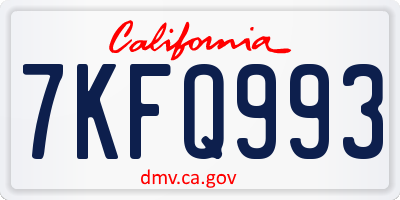 CA license plate 7KFQ993