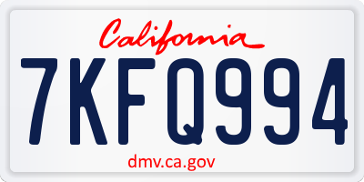 CA license plate 7KFQ994