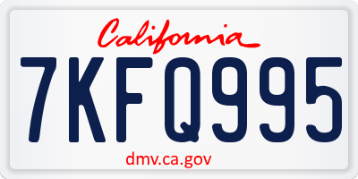 CA license plate 7KFQ995