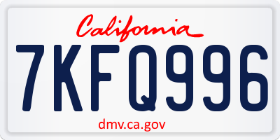 CA license plate 7KFQ996