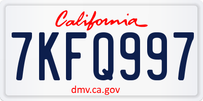 CA license plate 7KFQ997