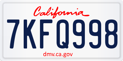 CA license plate 7KFQ998