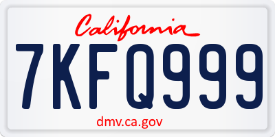 CA license plate 7KFQ999