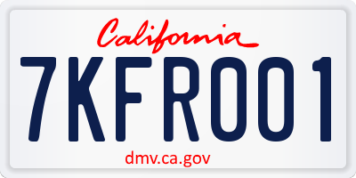 CA license plate 7KFR001