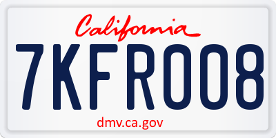CA license plate 7KFR008
