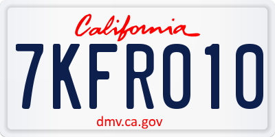 CA license plate 7KFR010