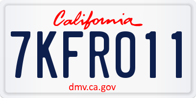 CA license plate 7KFR011