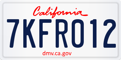 CA license plate 7KFR012
