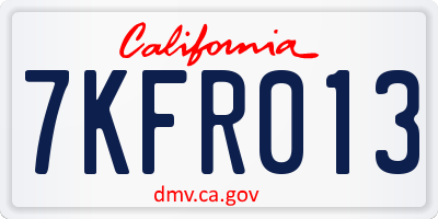 CA license plate 7KFR013
