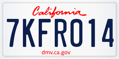 CA license plate 7KFR014