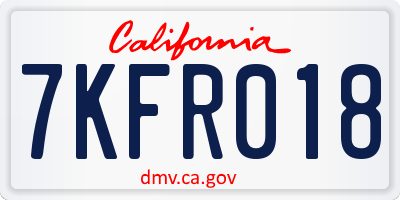 CA license plate 7KFR018