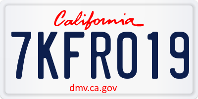 CA license plate 7KFR019