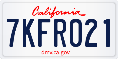 CA license plate 7KFR021