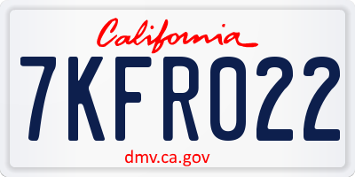 CA license plate 7KFR022