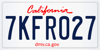 CA license plate 7KFR027