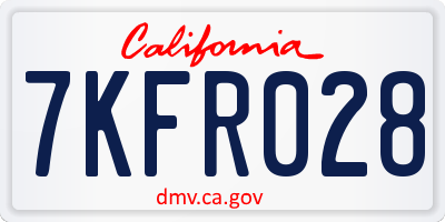 CA license plate 7KFR028