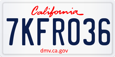 CA license plate 7KFR036