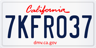 CA license plate 7KFR037