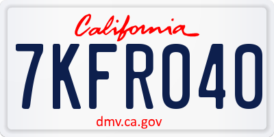 CA license plate 7KFR040