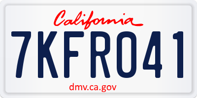 CA license plate 7KFR041