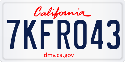 CA license plate 7KFR043