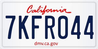 CA license plate 7KFR044