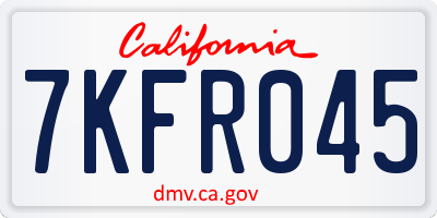 CA license plate 7KFR045