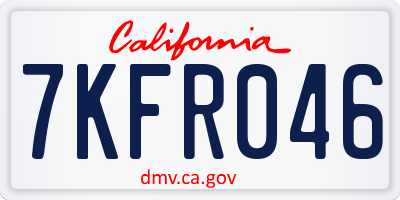 CA license plate 7KFR046