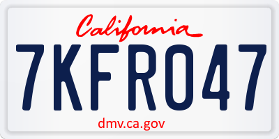 CA license plate 7KFR047