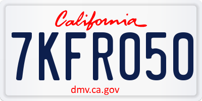 CA license plate 7KFR050