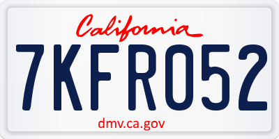 CA license plate 7KFR052