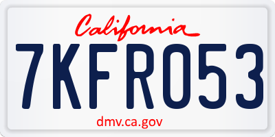CA license plate 7KFR053