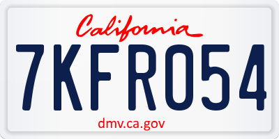 CA license plate 7KFR054