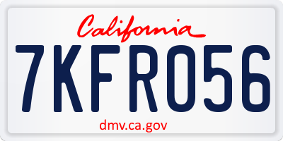 CA license plate 7KFR056