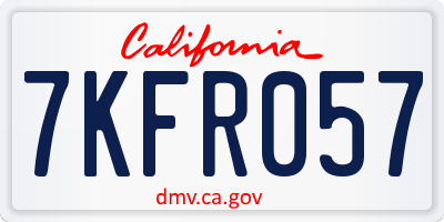 CA license plate 7KFR057