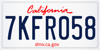 CA license plate 7KFR058